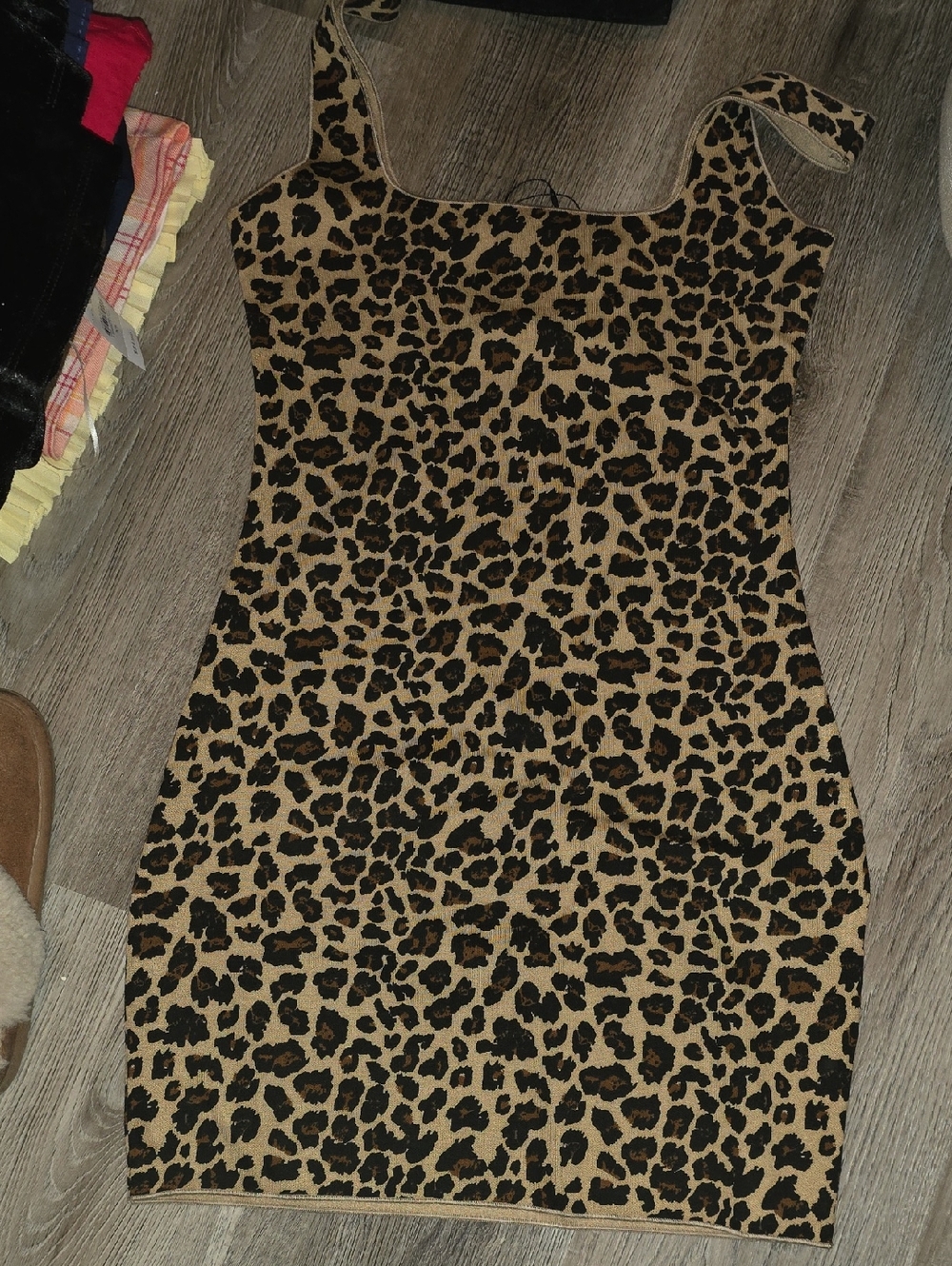 Zara Leopard Print Bodycon Dress - Tan and Black